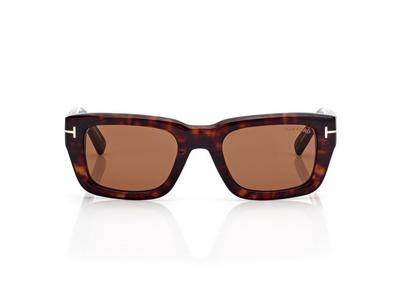 TOM FORD OM DARK HAVANA / BROWN ICON RECTANGULAR SUNGLASSES